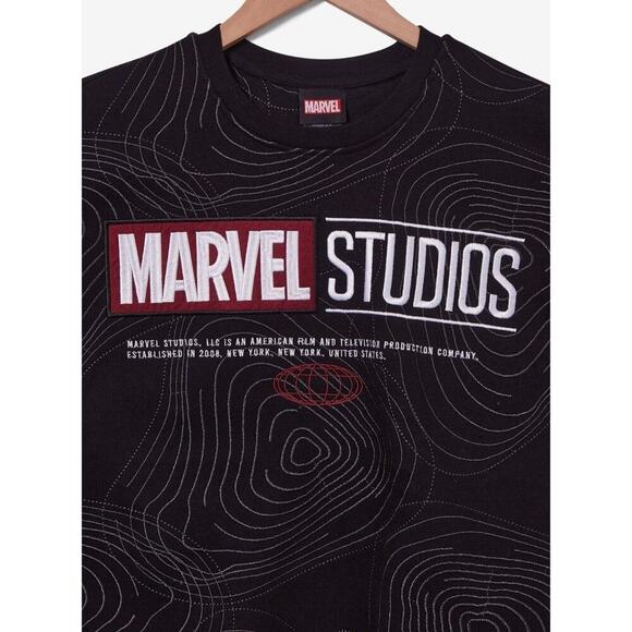 Marvel Studios Logo Topographic Pattern Crewneck- BoxLunch Exclusive Black - Picture 2 of 10